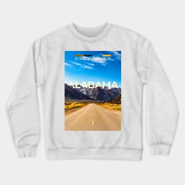 Alabama Travel Poster Crewneck Sweatshirt by mardavemardave